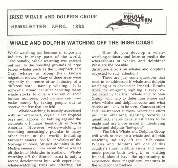 4 Irish Whale _ Dolphin Group Newsletter 04.92