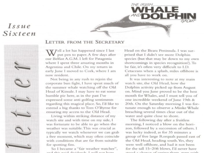 16 Irish Whale _ Dolphin Group Newsletter 10.99